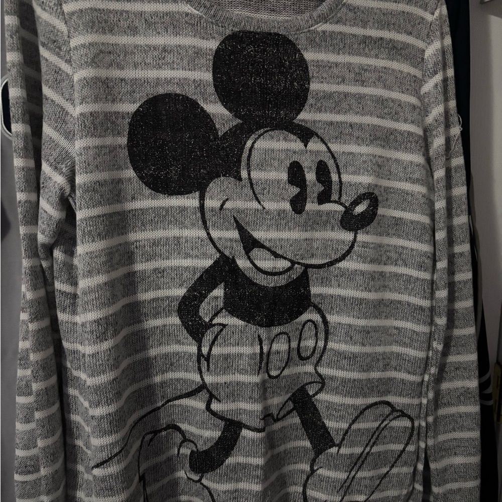 Gray Striped Sweater with Character Design